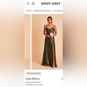 Birdy Grey Lisa Shiny Satin Olive bridesmaid dress.